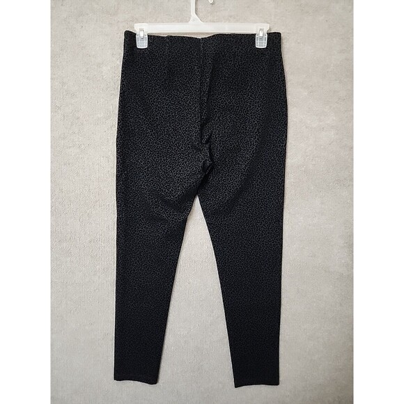 Ann Taylor Side Zip Ankle Pant Women L Black Velvet Leopard Print Bi-Stretch NEW - Picture 4 of 8